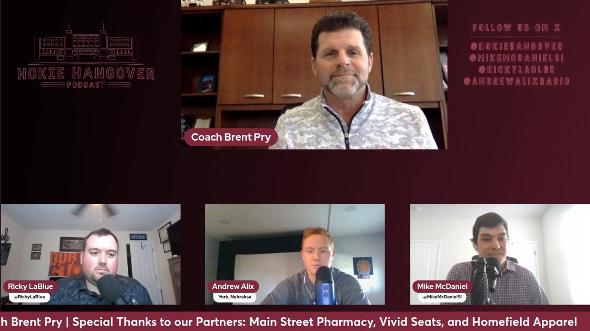 New episode Monday with Virginia Tech Head Football Coach Brent Pry. Rate, review, subscribe on all audio platforms and to our YouTube channel: youtube.com/@hokiehangover…