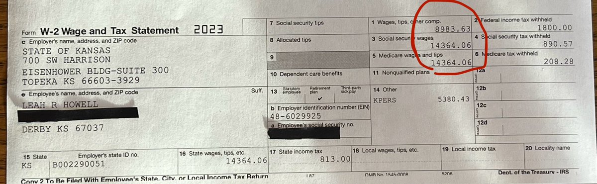 Howell4KS's tweet photo. $43,000 base salary? $30,000 salary? Where do these people get these numbers? Here’s a full year salary W-2 for a state representative. Looks like $14,362. The #ksleg https://t.co/7Fdgo1zx5U