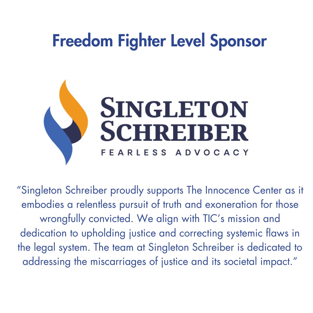 🌟 #MeetOurSponsors 🌟 With immense gratitude, we extend our thanks to our next sponsor Singleton Schreiber, a Freedom Fighter Level Sponsor, for their generous support of our inaugural Gala!  Together, we can make a meaningful impact.