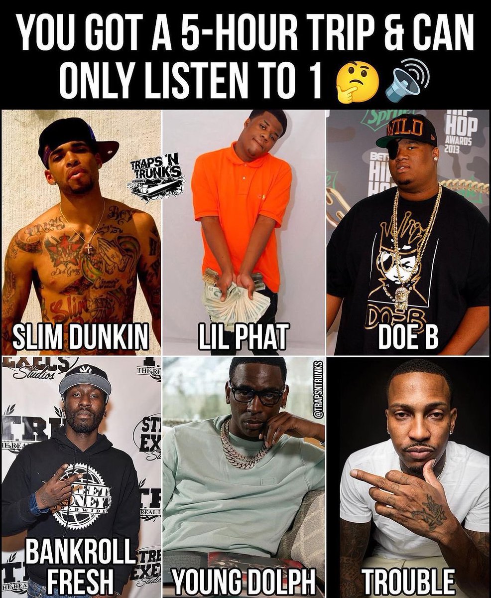 Who are you picking⁉️🤔 #SlimDunkin #LilPhat #DoeB #BankrollFresh #YoungDolph #Trouble