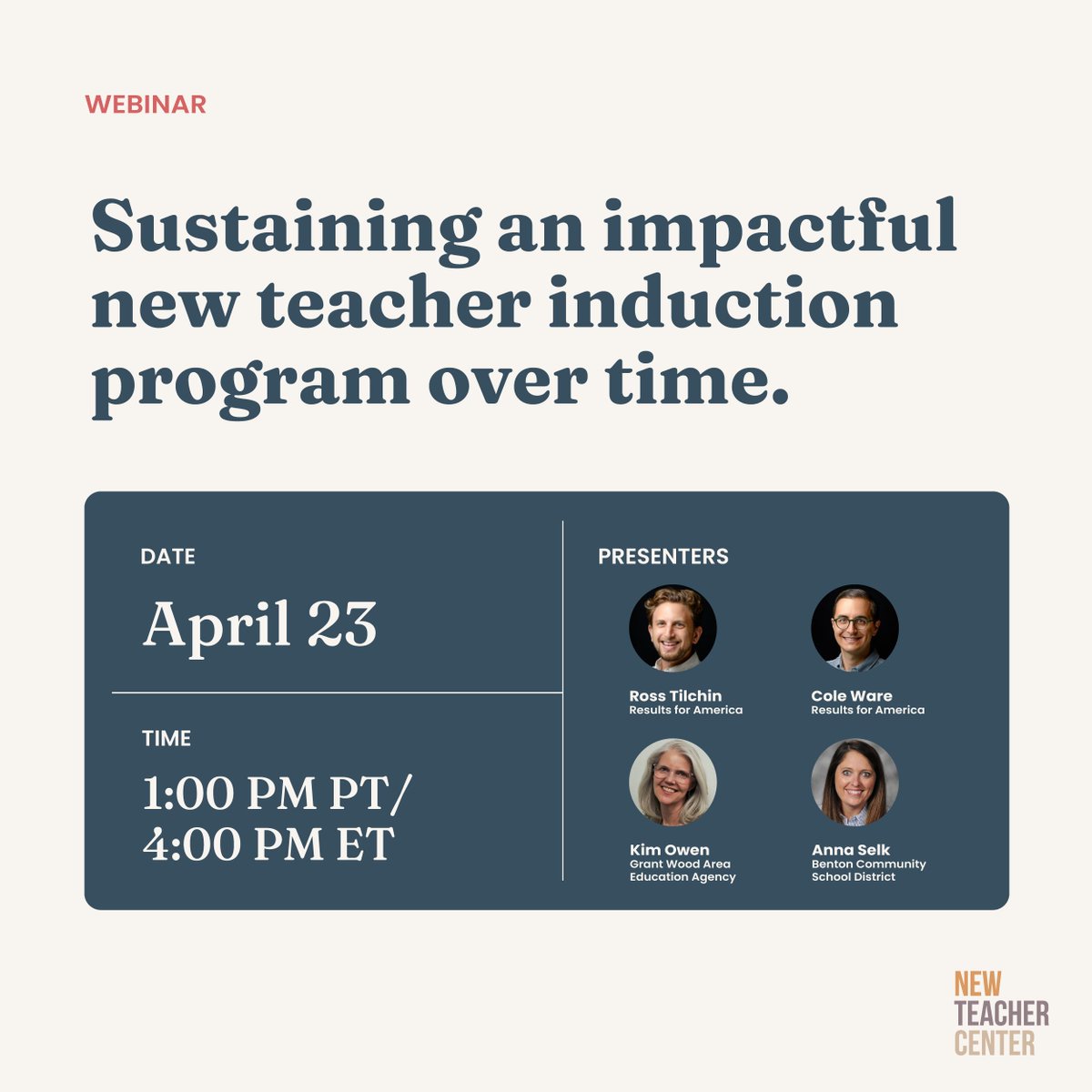 Last chance to register! Unlock the secrets to sustaining a powerful New Teacher Induction program! Join this upcoming webinar on April 23 to learn transformative strategies to support new teachers and the team around them. Sign up: ow.ly/j9NY50R2c9c . #IAedChat