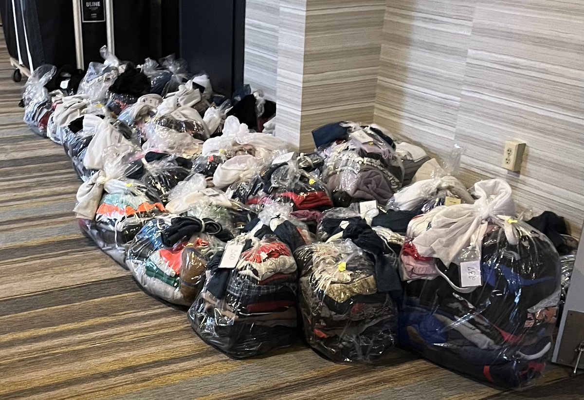 HowieCarrShow's tweet photo. Here are photos from inside a local "migrant shelter," a/k/a flophouse for foreign freeloaders.

We've told you about the same-day free dry-cleaning service for the illegals -- here are the bags ready to go out at 9 a.m. They'll be back at 5 p.m., everything pressed and folded. Free of charge to them, compliments of taxpayers.
