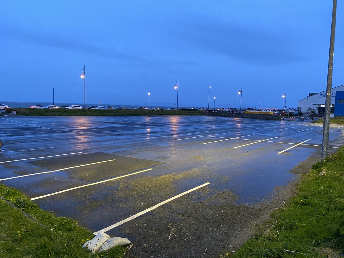 AnnBrehony's tweet photo. Stand down everyone, relax because I can now confirm,  for the first time in living memory, on the eve of a storm - 'that' carpark in Salthill is officially devoid of any cars! Phew! https://t.co/ETscm8CyVC