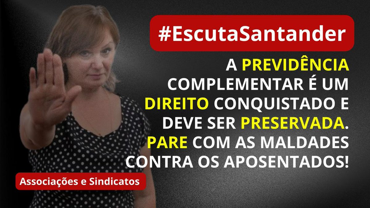 #EscutaSantander A decisão de retirar o patrocínio do Banesprev é um GOLPE DURO para os aposentados brasileiros. @santander_br @AnaBotin @RitaBerlofa @spbancarios @LuciVenerando @neivaribeirosp