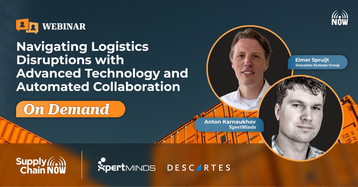 _supplychainnow's tweet image. Missed our recent webinar with hosts @ScottWLuton &amp;amp; Enrique Alvarez? Catch the recording now feat. speakers Anton Karnaukhov- @TheXpertMinds &amp;amp; Elmer Spruijt- @DescartesSG. Explore strategies for optimizing #logisticsoperations!

Watch now: event.on24.com/wcc/r/4503872/…