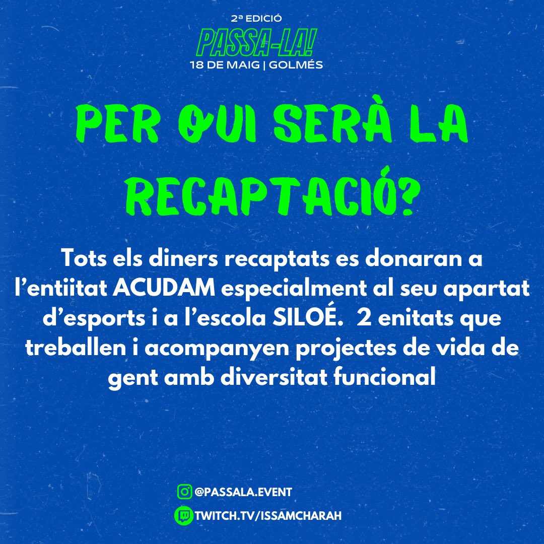 Issam_charah's tweet photo. Me hace micha ilusión anunciar la 2a edición de #passala apuntad la fecha en vuestro calendario 18/5/24
HAREMOS HISTORIA. https://t.co/nE6hPXOc7o