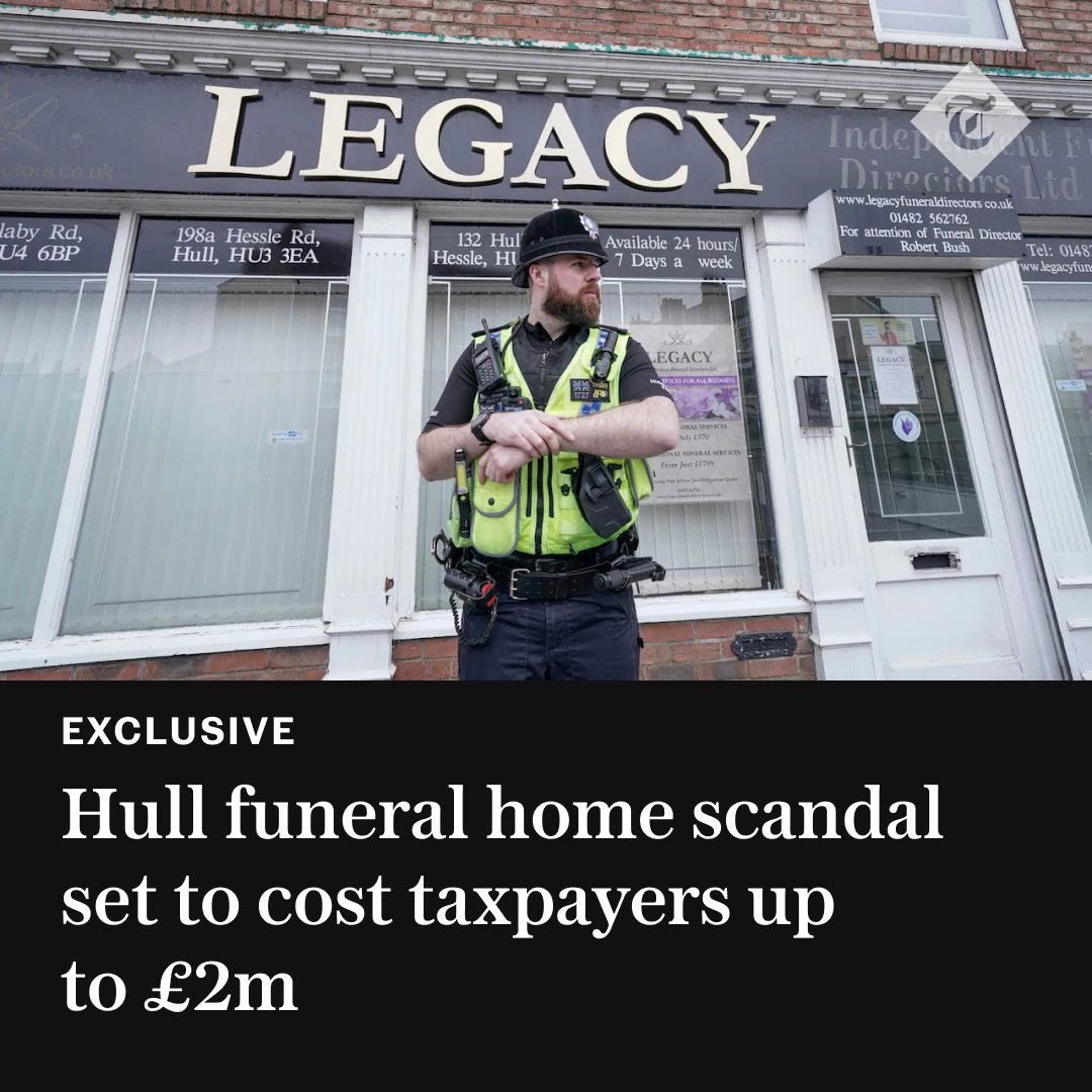 🔴 EXCLUSIVE: The Hull funeral home scandal is set to cost taxpayers up to £2 million, The Telegraph understands Read more👇 telegraph.co.uk/news/2024/04/0…