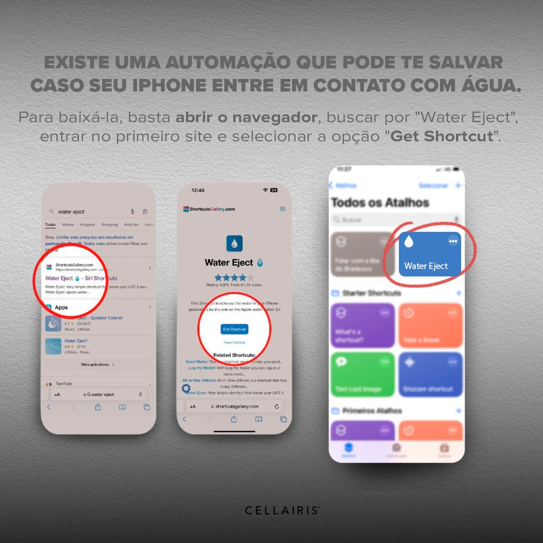 CellairisBra's tweet photo. Seu iPhone molhou? Não sabe o que fazer? Se liga nessa dica para evitar qualquer dano maior ao seu aparelho!

A Apple criou uma função muito simples que vai te ajudar a eliminar o excesso de água do seu dispositivo.

#CellairisBrasil #iPhone #Apple #Dica #Tecnologia #WaterProof https://t.co/K6q1iLZPPy