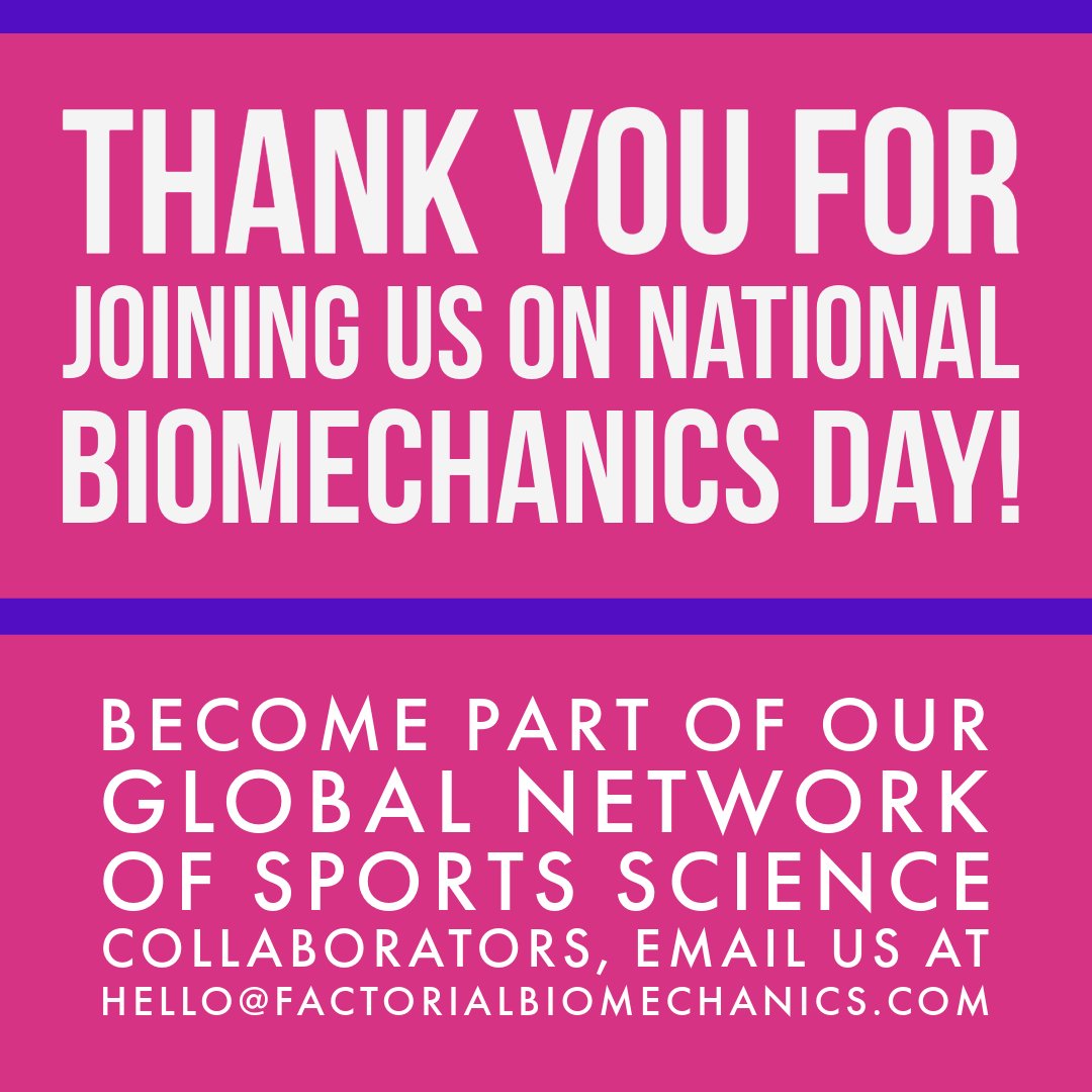 Thank you for joining us for our launch, and following our journey.

We want to celebrate our collaborators across the world, and invite others human movement researchers to join!

Follow, share, or email us at hello@factorialbiomechanics.com.

#NBD2024 #sportsscience #kinematics