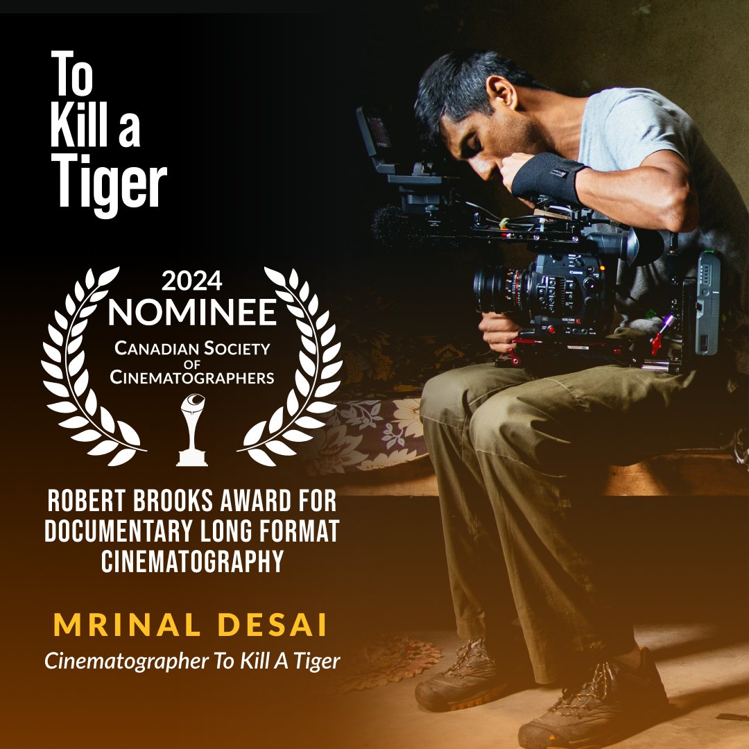 Congrats to our amazing cinematographer Mrinal Desai who was just nominated for the Robert Brooks Award for Documentary Photography at the 2024 Canadian Cinematographer Awards for his work on TO KILL A TIGER! 🏆 See the full list of nominees at csc.ca/2024-awards/.