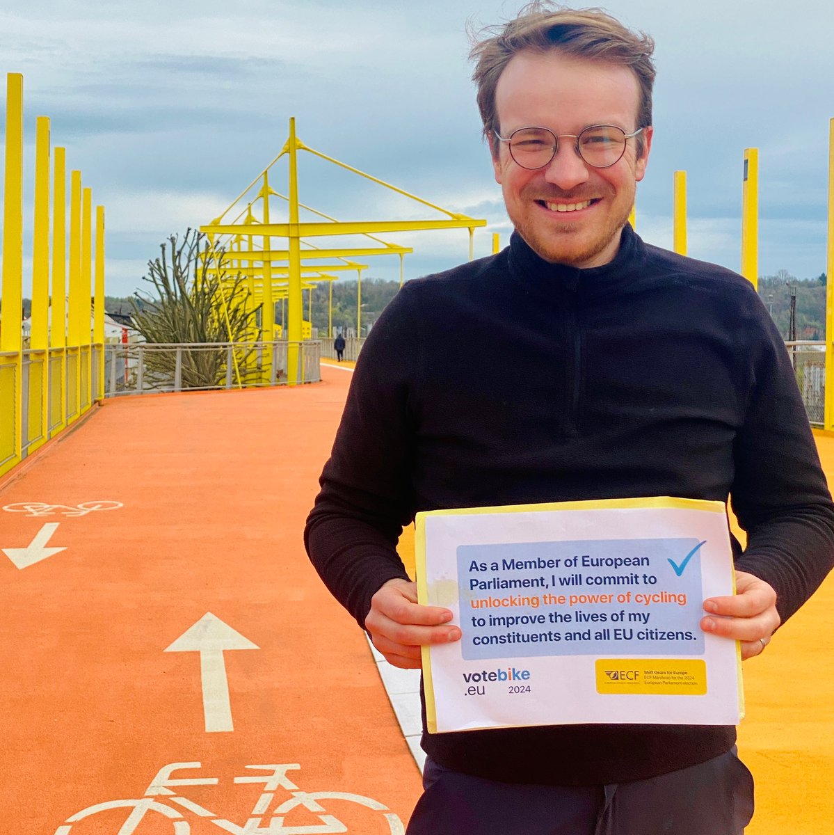 I pledge that if I‘m elected to the 🇪🇺 Parliament, I‘ll support cycling and promote safe 🚴‍♀️🚴🚴‍♂️ infrastructure everywhere in Europe in order to improve all citizens‘ quality of life #VoteBikeEU