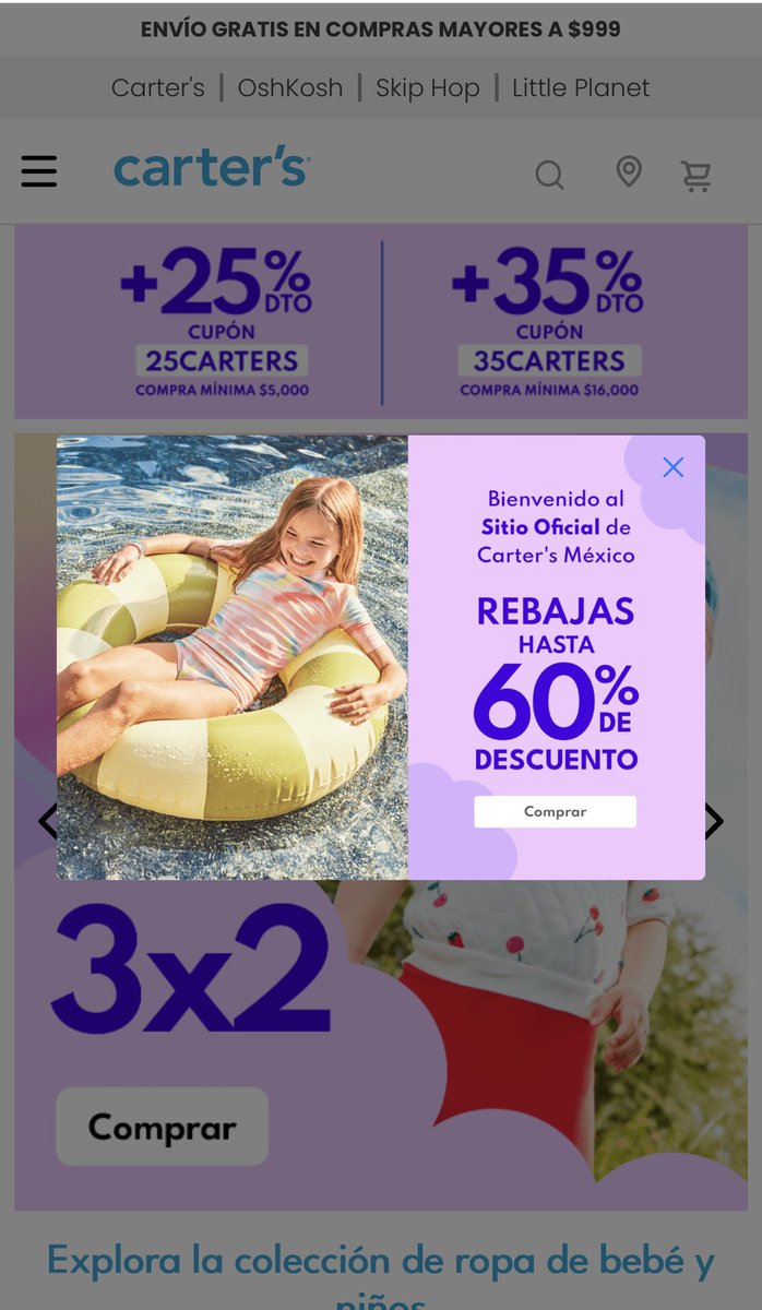 Amigos estoy muy contenta tenemos código de descuento adicional del 20% en @cartersmexico en tienda física o ecomm espero les sirva para comprarles a sus bebés cosas bonitas y de la mejor calidad. El código es AME20 carters.com.mx/traje-de-bano-…