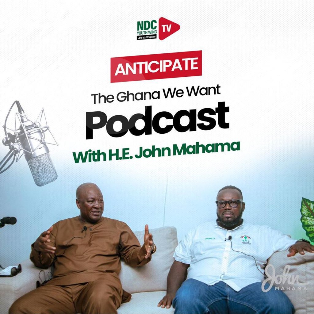 H.E John Mahama made an appearance on the maiden edition of The Ghana We Want Podcast. The exclusive interview airs soon on YouTube, kindly subscribe to the NDCYouthWingTv here👇🏻 youtube.com/@ndcyouthwingt…