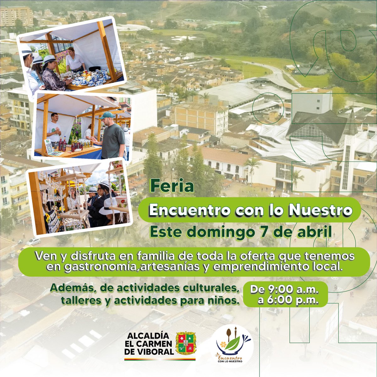 🧑‍🌾🤎Ven con tu familia y no te pierdas la oportunidad de disfrutar la Feria Encuentro con lo Nuestro. Un evento para la cultura, la artesanía, la gastronomía y las tradiciones de nuestro municipio. El próximo domingo 7 de abril de 9:00 a.m. a 6:00 p.m. ¡Te esperamos!