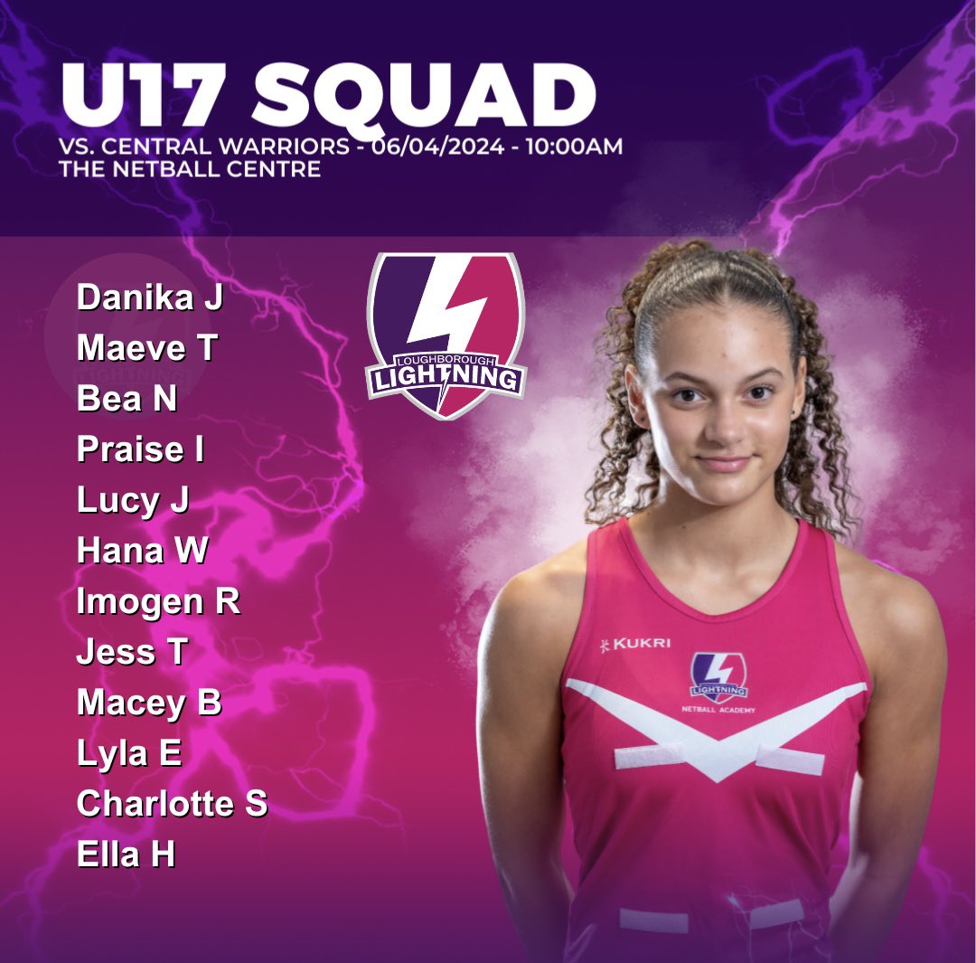 Lightning_Acad's tweet image. Squad Lists⚡️
Here’s our U17, U19 and U21 Squads for tomorrow’s home game against @CWarriorsNet 💪 Good luck girls, looking forward to some awesome games💜🤞