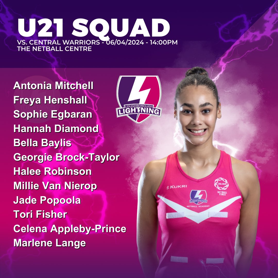 Lightning_Acad's tweet image. Squad Lists⚡️
Here’s our U17, U19 and U21 Squads for tomorrow’s home game against @CWarriorsNet 💪 Good luck girls, looking forward to some awesome games💜🤞