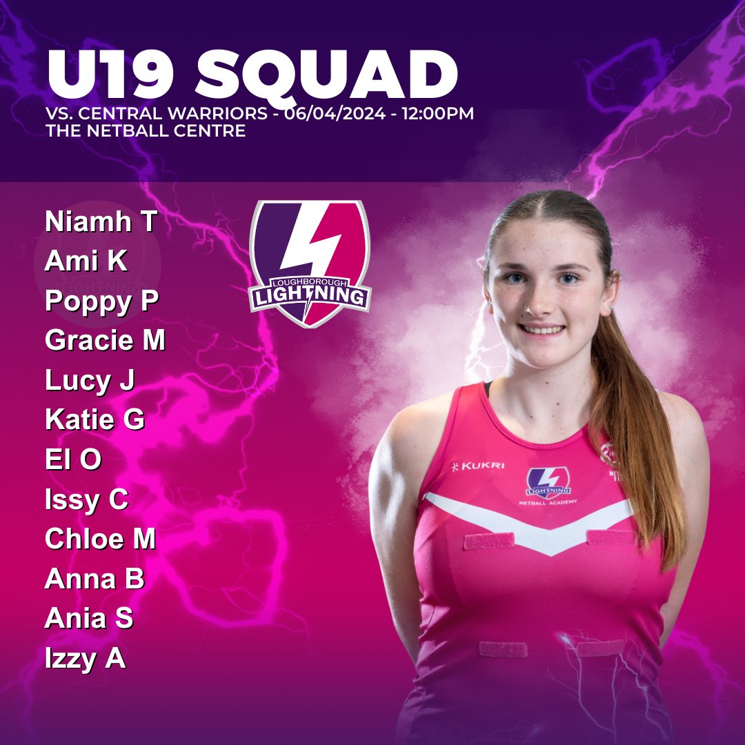 Lightning_Acad's tweet image. Squad Lists⚡️
Here’s our U17, U19 and U21 Squads for tomorrow’s home game against @CWarriorsNet 💪 Good luck girls, looking forward to some awesome games💜🤞