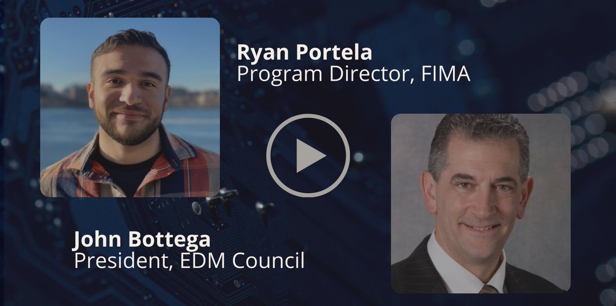 Perfect for your end-of-week listening! Catch the FIMA Unplugged #podcast with @bottega_john, President of EDM Council, and Ryan Portela who chat before FIMA Boston, to discuss the event, #datamanagement, regulatory compliance, and #AI governance. edmcouncil.org/podcast/fima-u…