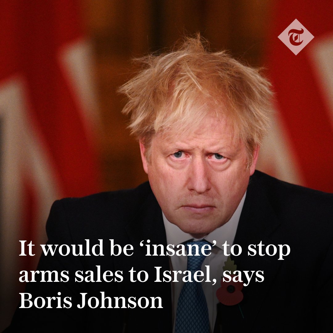 🗣️ Boris Johnson has said it would be “insane” to ban arms sales to Israel, despite mounting calls on the Foreign Office to take that step Find out more👇 telegraph.co.uk/news/2024/04/0…