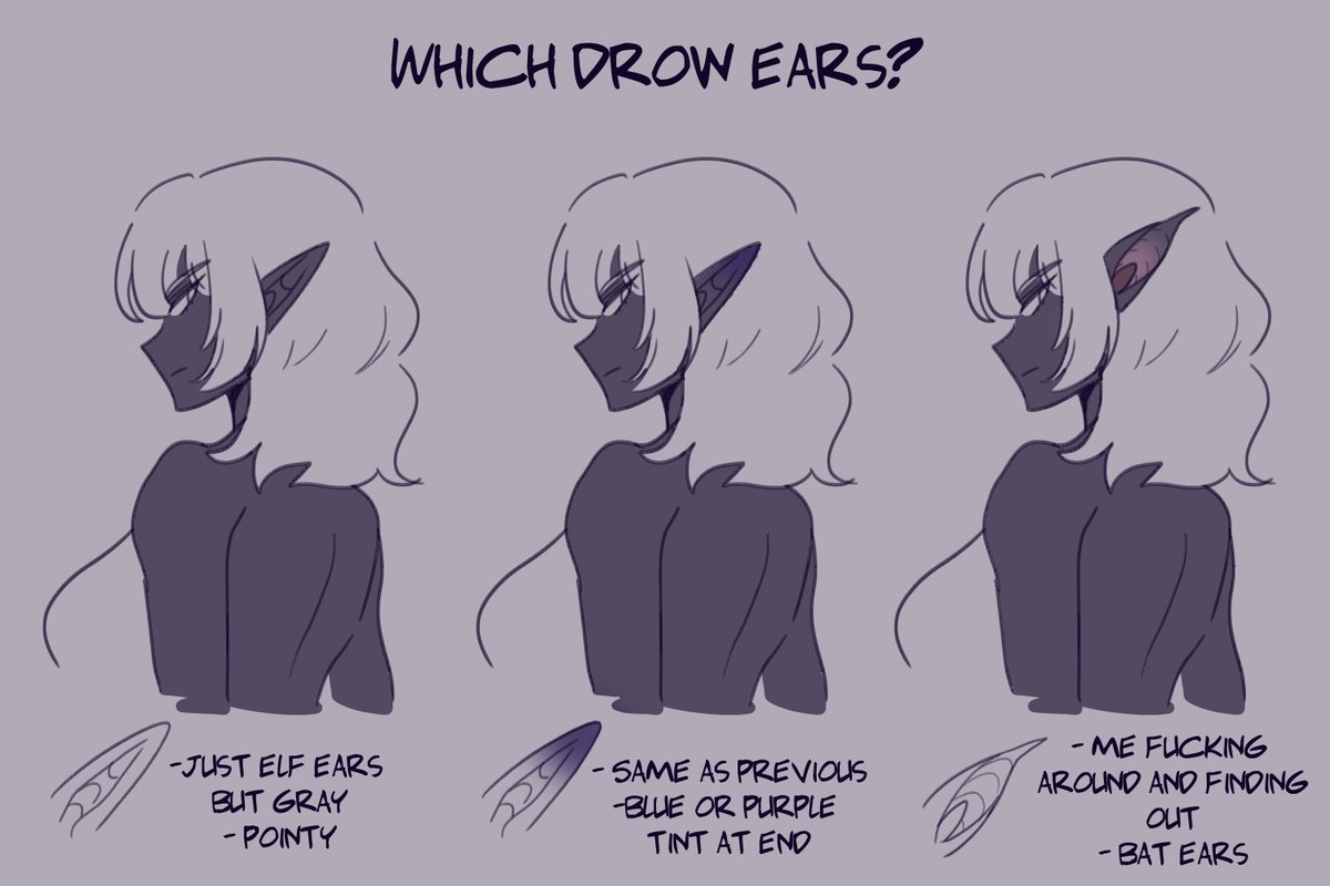 Conducting an experiment to potentially end my long time conflict with a style of drow ears I wanna stick to Let me know what you think!