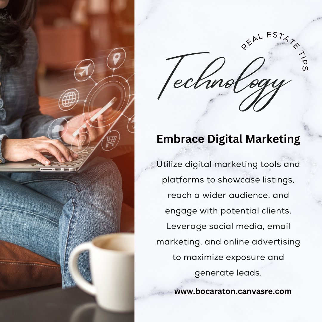 CanvasBocaRaton's tweet image. 🌟Attention real estate agents! 🌟Ready to take your marketing game to the next level? Embrace the power of digital marketing! 🚀From social media to email campaigns, leverage these tools to showcase listings and connect with more clients. 💼🏡 #DigitalMarketing #MaximizeExposure