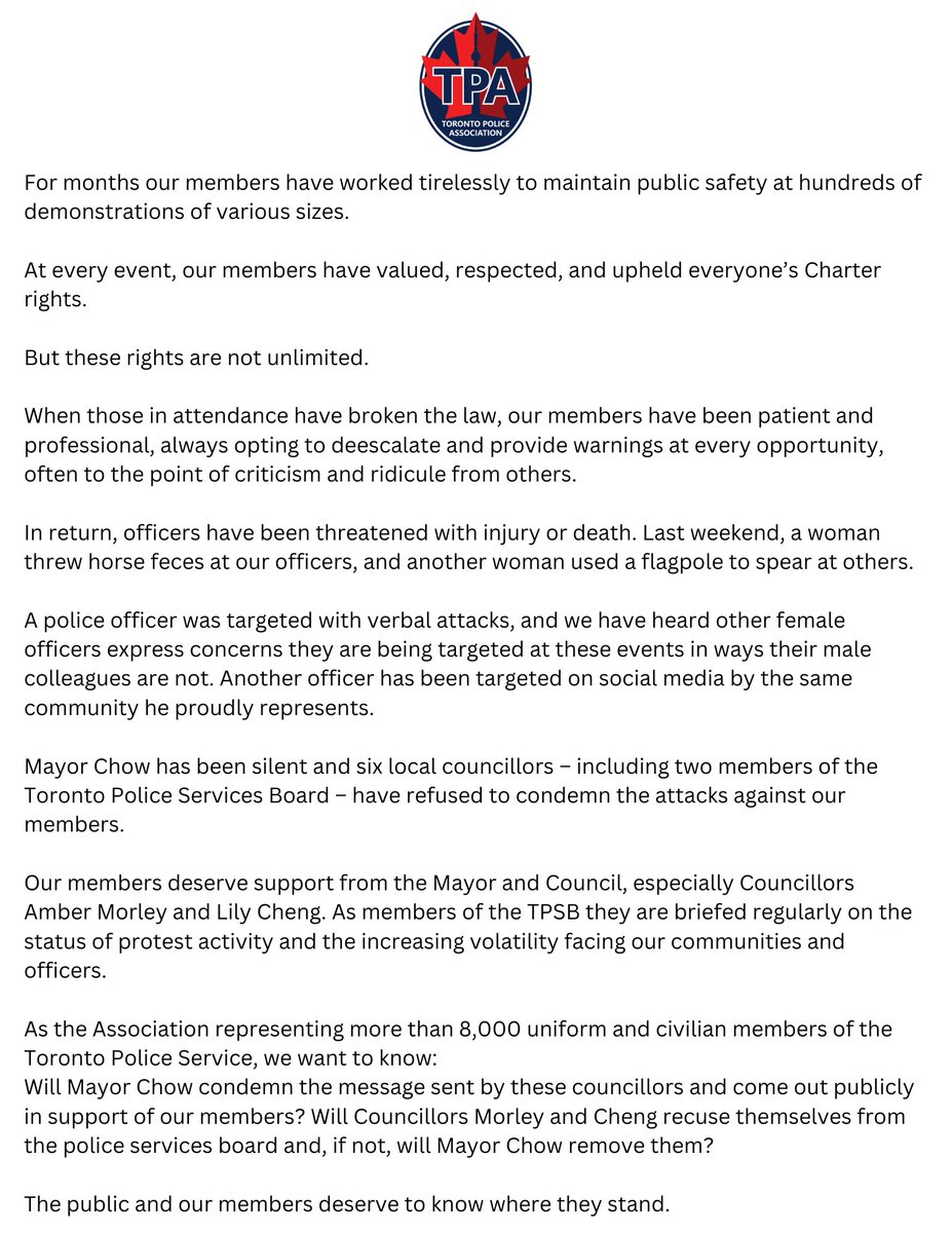 Toronto Police Association tweet media