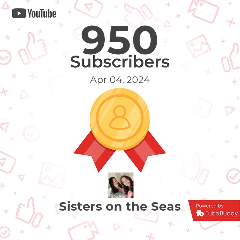 Sistersonthesea's tweet photo. We’re so excited by this milestone because the next one is the big one! 

If you want to help us get there, please visit our YouTube channel and make sure you’re subscribed. Thank you so much!

#cruise #travel 

https://t.co/438VqFikBN https://t.co/mw05A9pygq