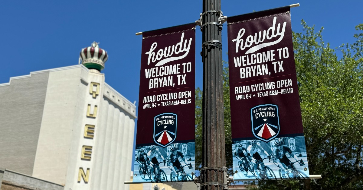 It's #FirstFriday in Downtown Bryan! Welcome @usparacycling Road Open athletes to Hush & Whisper Distillery Co. Remarks at 5:30 p.m. Then, explore @BryanISD's showcase from 6–8 p.m. on Main St. Free parking at Roy Kelly Parking Garage. ℹ️ bit.ly/3oQvEVJ #BryanTX