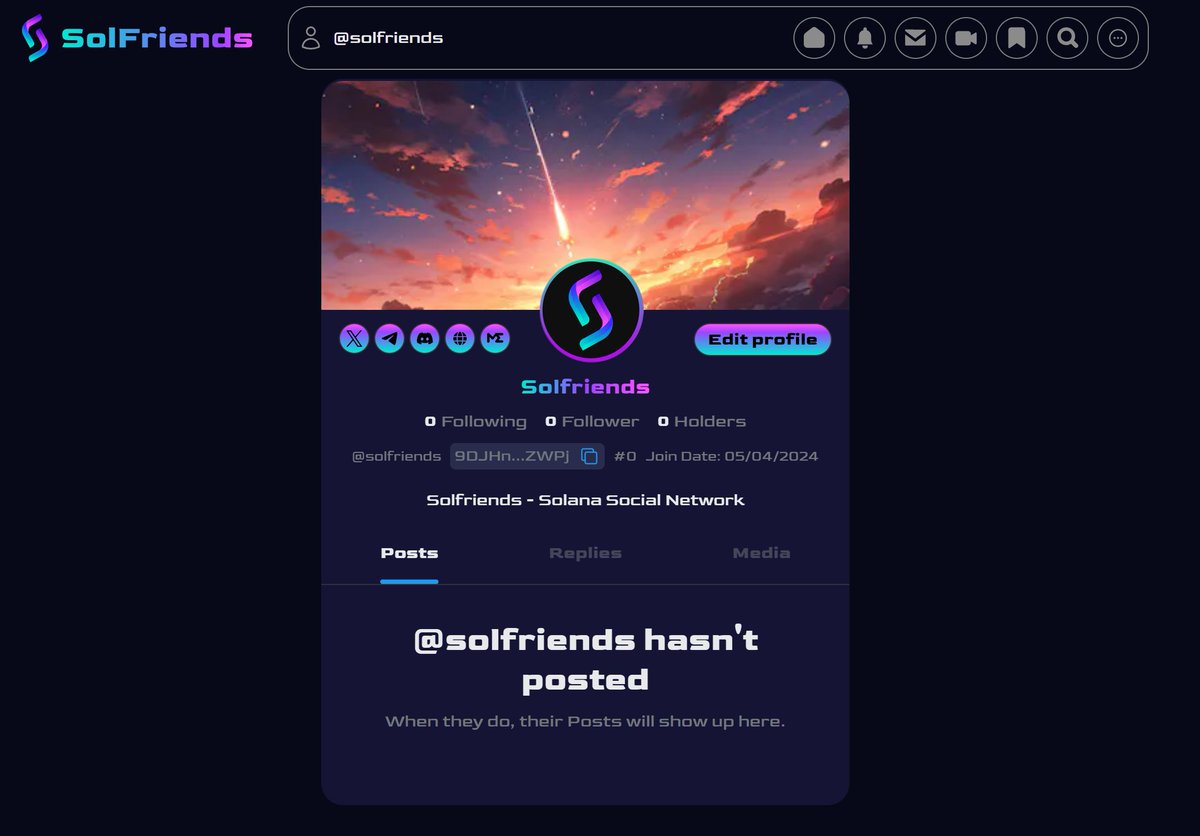 Exciting update! Our dapp now lets users edit their profiles. 🎉 Coming soon: Following, Post Creation, and X Verification. dapp.solfriends.xyz #SolFriends #solana #SocialFi #SOLiD
