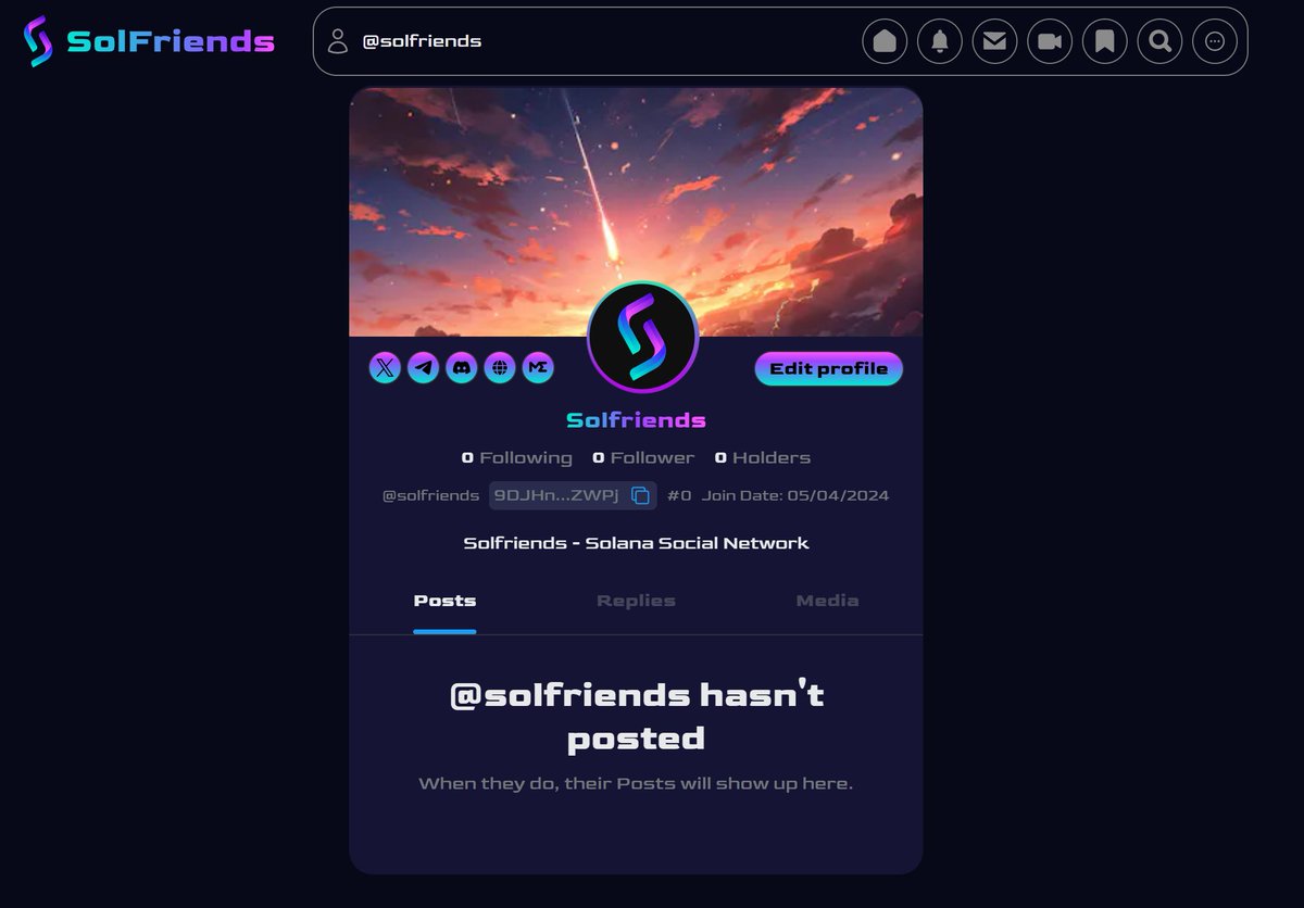 Exciting update! Our dapp now lets users edit their profiles. 🎉 Coming soon: Following, Post Creation, and X Verification.

dapp.solfriends.xyz

#SolFriends #solana #SocialFi #SOLiD