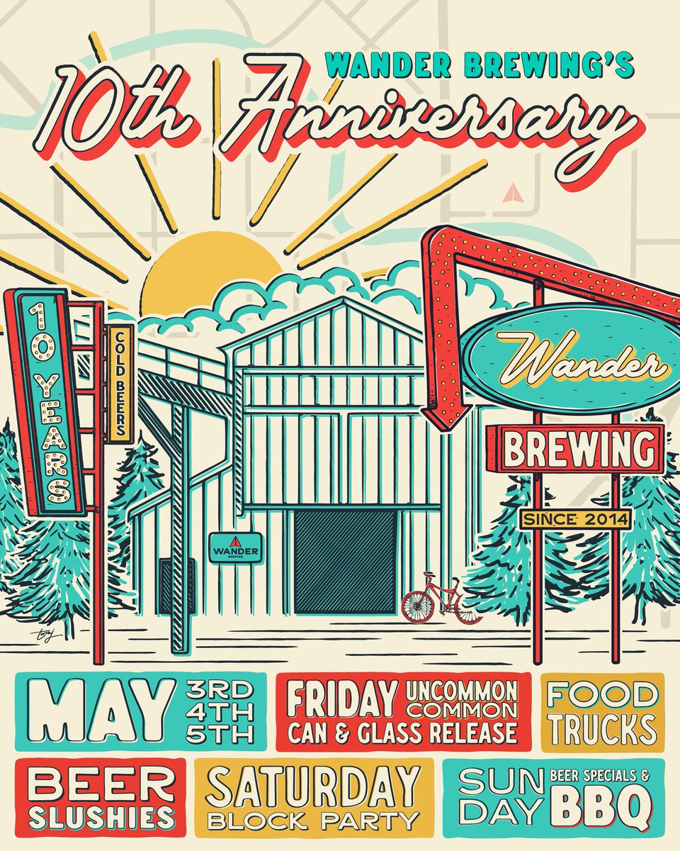 Save the date now for our 10th Anniversary weekend! We will be celebrating a decade of Wander and invite all of you to join us May 3-5, including an epic Saturday afternoon block party!