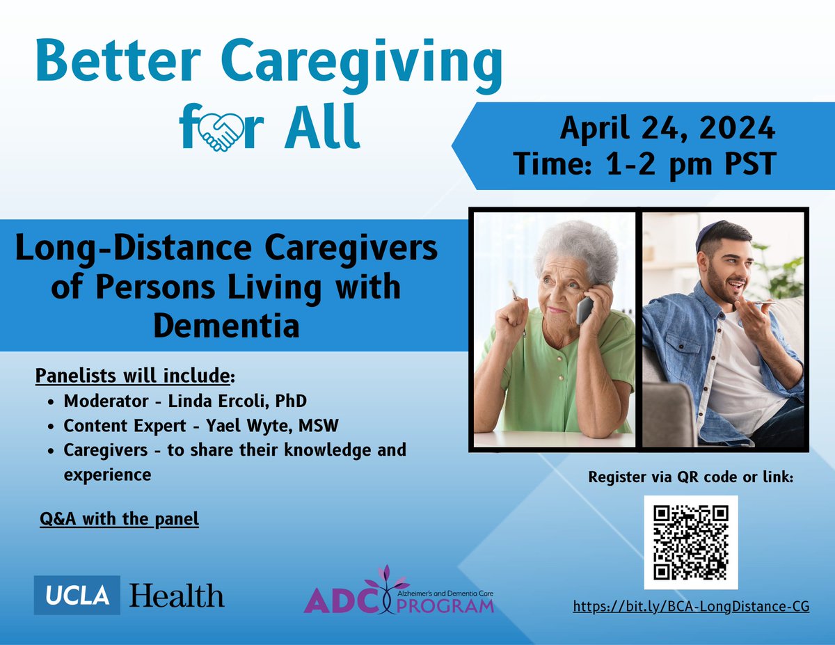 theadcprogram's tweet photo. Our Better Caregiving for All webinar series continues this month, with Long-Distance Caregivers of PLWD. 

Register to join us on April 24th from 1-2 pm PST.
https://t.co/TM5vI4HuQB https://t.co/B7UJvGyI4r