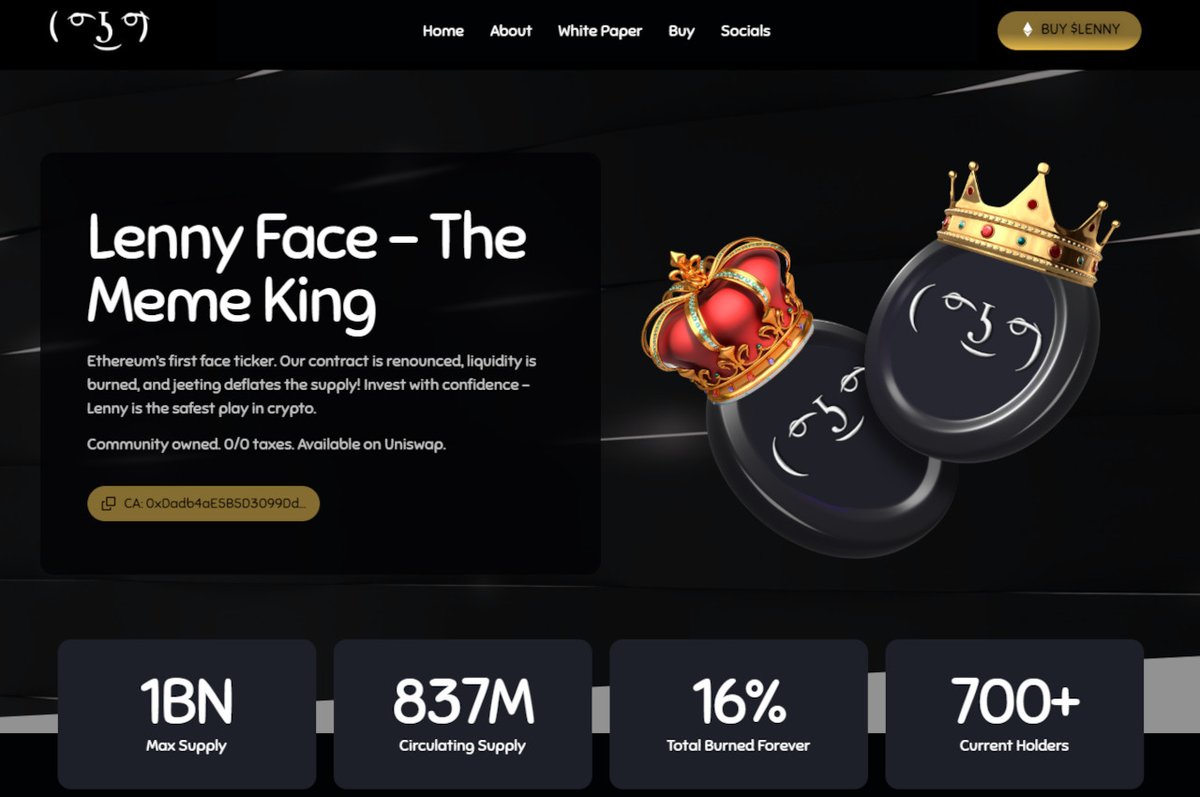 While everyone waits for the #BTCHalving, a true #LENNY has revamped the website.

There's no team behind #lennyface that'll dump on you.

It's a community project where everyone contributes a little.

Always wanted to be an early holder of a #1000xGem?

👉lennyfacecrypto.com