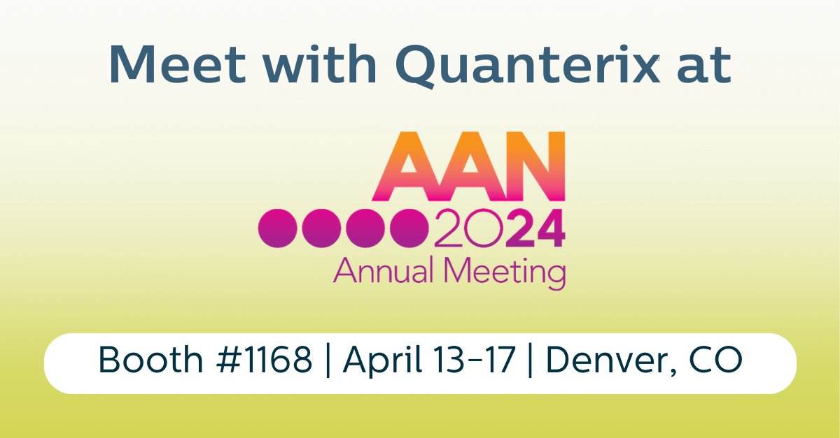 Calling all neurology professionals! Don't miss Quanterix at the AAN Annual Meeting in Denver, CO from April 13th to April 18th. Visit booth #1168 to learn about our cutting-edge research and technology advancements shaping the future of neurology. #AAN2024