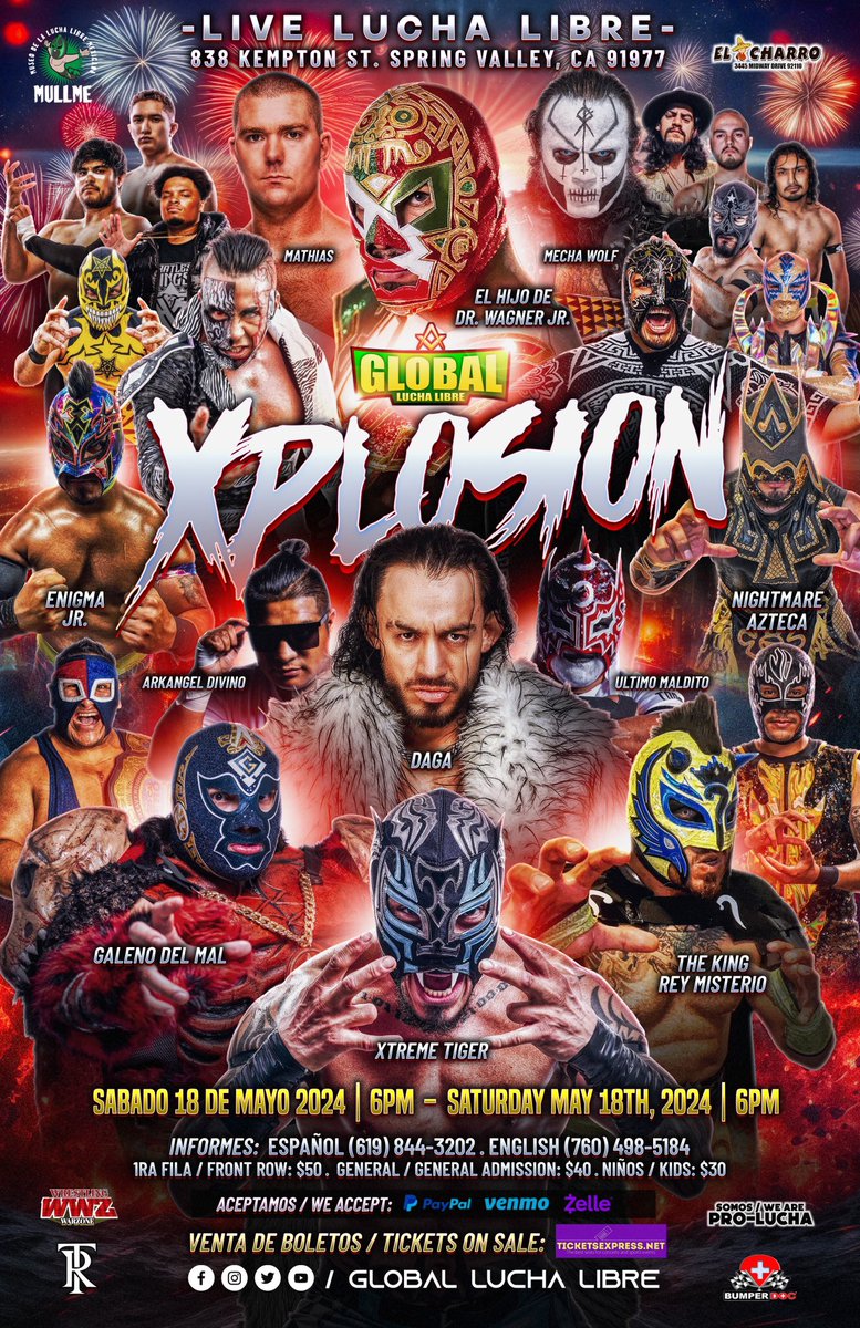 GlobalLucha's tweet image. 🚨TICKETS ON SALE NOW🚨
📅 Saturday, May 18th, 2024 6pm
🎟️ ticketsexpress.net/GlobalLuchaLib…
📍Spring valley gymnasium

@hibanhuerta