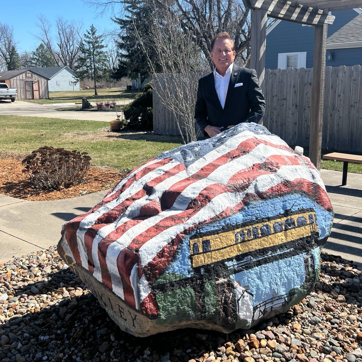 Standing alongside the Huxley Freedom Rock, a symbol of gratitude to our nation's veterans. Honored to be part of a community that cherishes and respects those who have served.