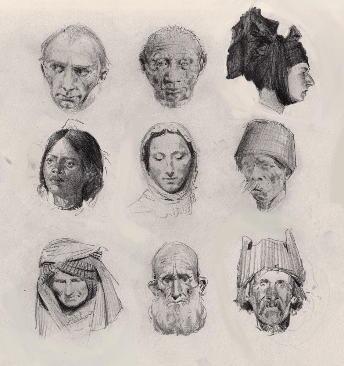 A collection of small portraits I doodle on my free time, just put them in nice rows Which one is your favourite?? Graphite on moleskine paper