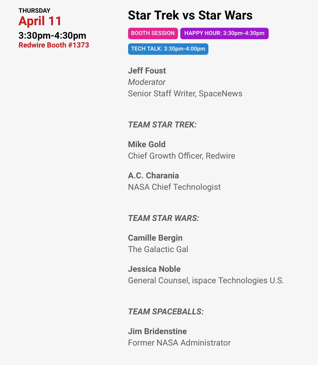 The fact that Team Spaceballs is included (and well represented by a very able communicator) makes this a must-see debate at the end of Space Symposium.