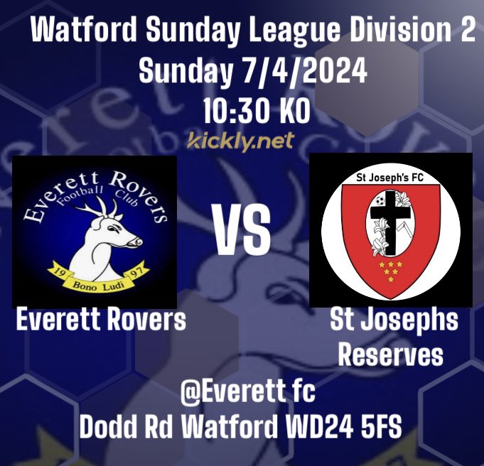 Next up this Sunday is a home game against St Joseph’s reserves - come down and support the teams 🔵⚫️@everettrovers
