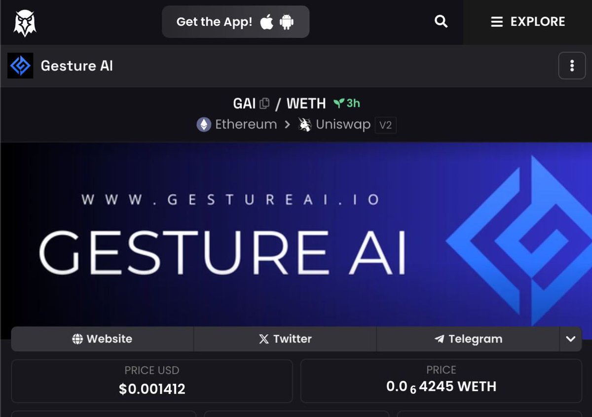 GestureAI_'s tweet photo. It's official, Gesture AI fam! 🎉 $GAI is now listed on DexScreener, and all our socials are hooked up there too! 🌐 Let's show the crypto universe what we're made of by hitting that rocket button 🚀 – it's a massive shoutout of support from our incredible community to the world. https://t.co/lDYPvah9kK