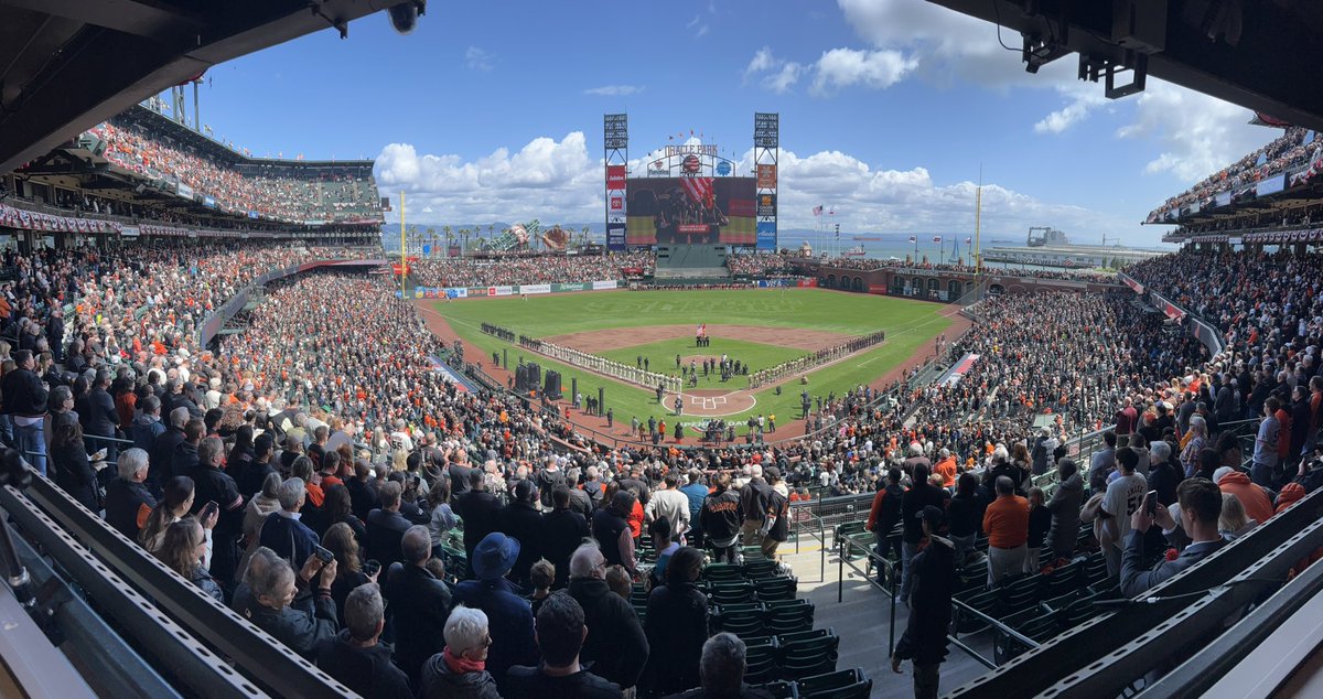 Home opener for the Giants. View from the booth in San Francisco! @Padres