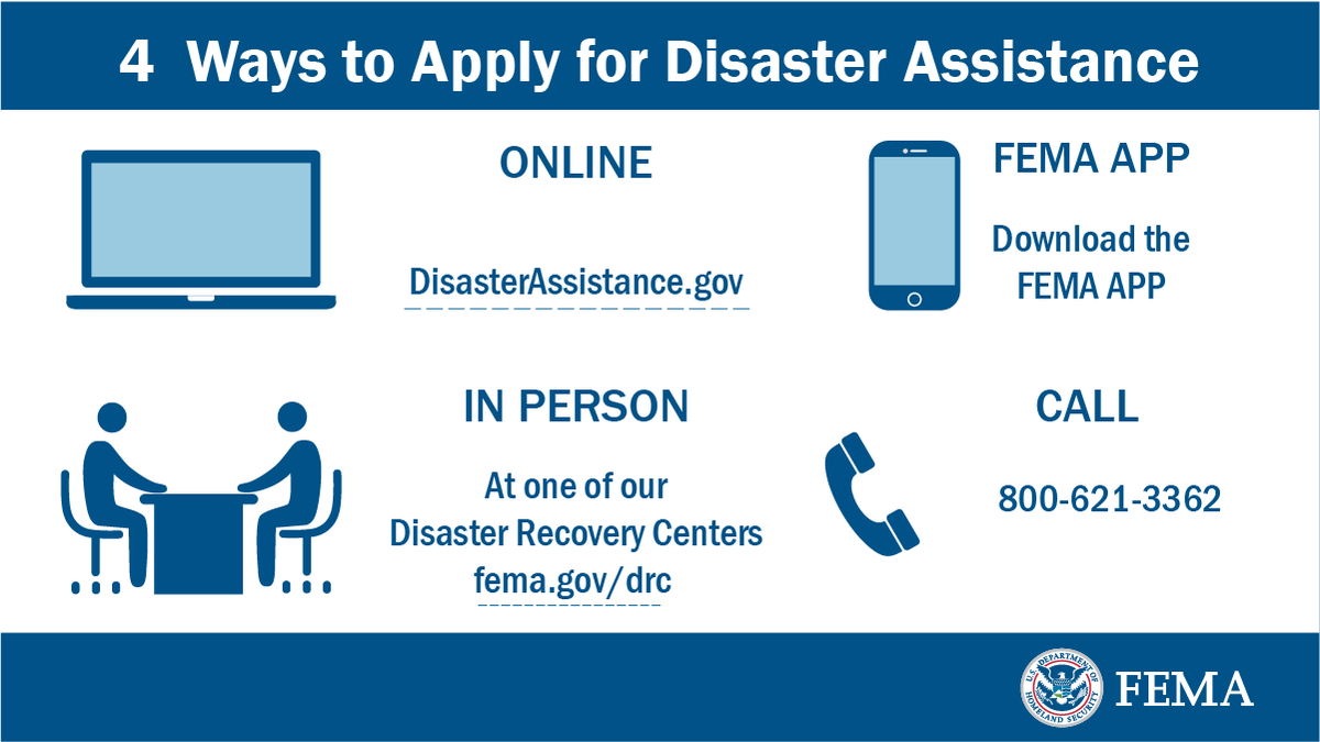 ⁠#RhodeIsland: Homeowners and renters in Kent, Providence, and Washington counties — if you were affected by severe storms/flooding from Dec. 17-19 2023 or Jan. 9-13 2024, you may be eligible for FEMA disaster assistance. More info: go.dhs.gov/JDE