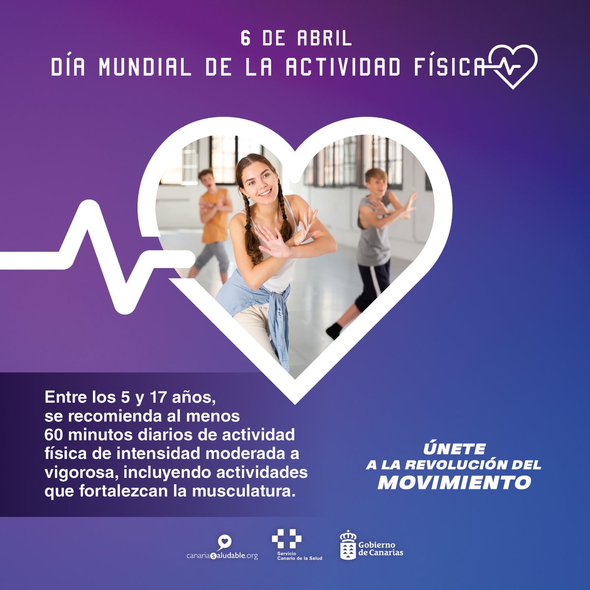 SanidadGobCan's tweet photo. 👥Según la última Encuesta de Salud de Canarias, el 31,2% de la población mayor de 16 años realiza poca actividad física y el 12,1% de la población entre 1 y 15 años no hace ejercicio alguno en su tiempo libre

➡️Más info: https://t.co/RZKMtfvP73 https://t.co/LGbrHgY5Gx