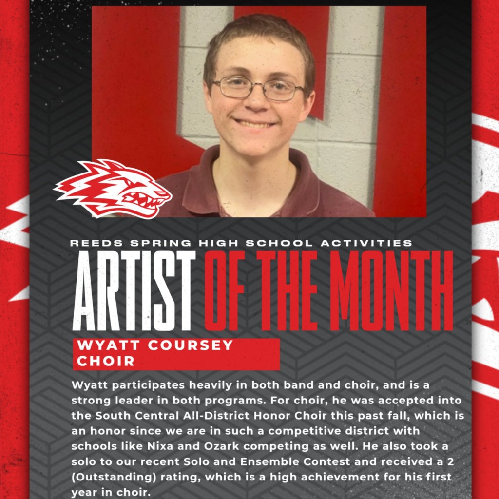 RSWolves's tweet photo. Congratulations to the RSHS Athlete of the Month, Luke Justice, and the Artist of the Month, Wyatt Coursey! ๐บ
.
.
.
.
.
#ONEwiththePACK #ReedsSpringHighSchool #GoWolves #AthleteOfTheMonth #ArtistOfTheMonth
@reedsspringhs https://t.co/v4ukVKtjZe