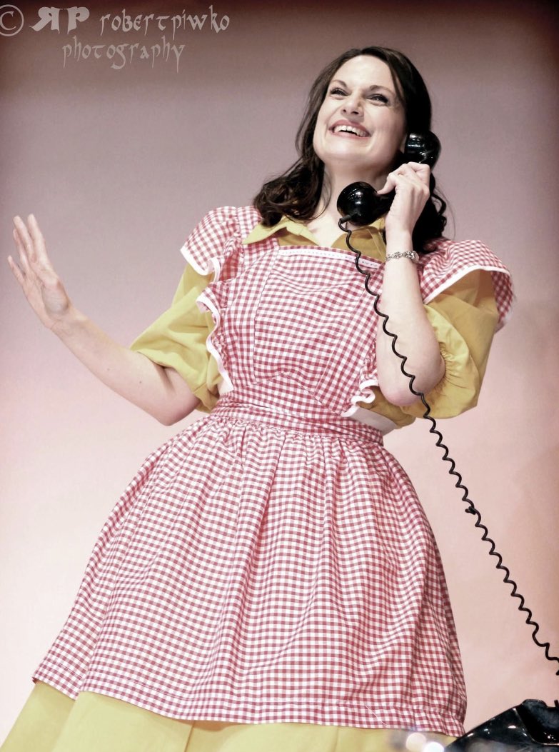 In rehearsal, Home I’m Darling by Laura Wade. Meet Judy Martin, the “perfect 1950s housewife”… played by Lucy White. Photography by <a href="/robertpiwko/">Robert Piwko Productions</a> 

Opening Friday 12th April, book now: 

uk.patronbase.com/_BromleyLittle…