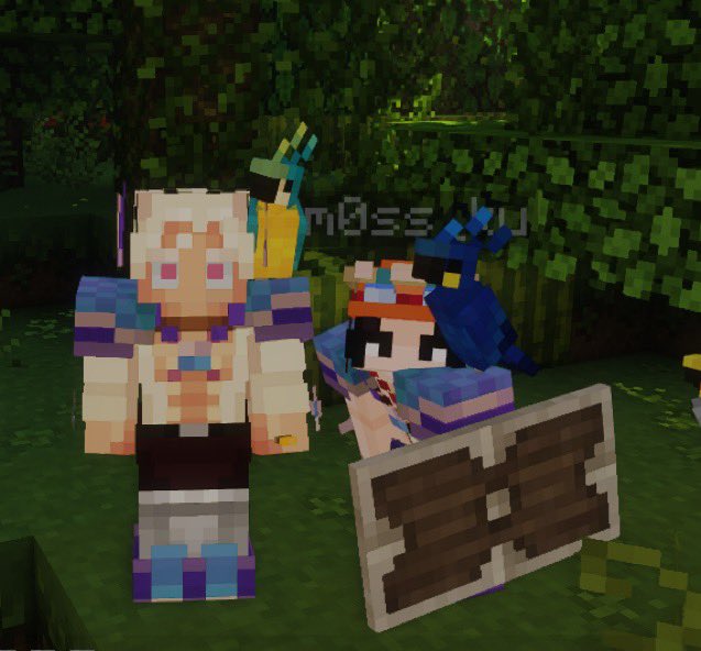 me (ace) and jackie (luffy) on our mc server (the grandline) conquering ocean monuments (the marines) and befriending parrots
