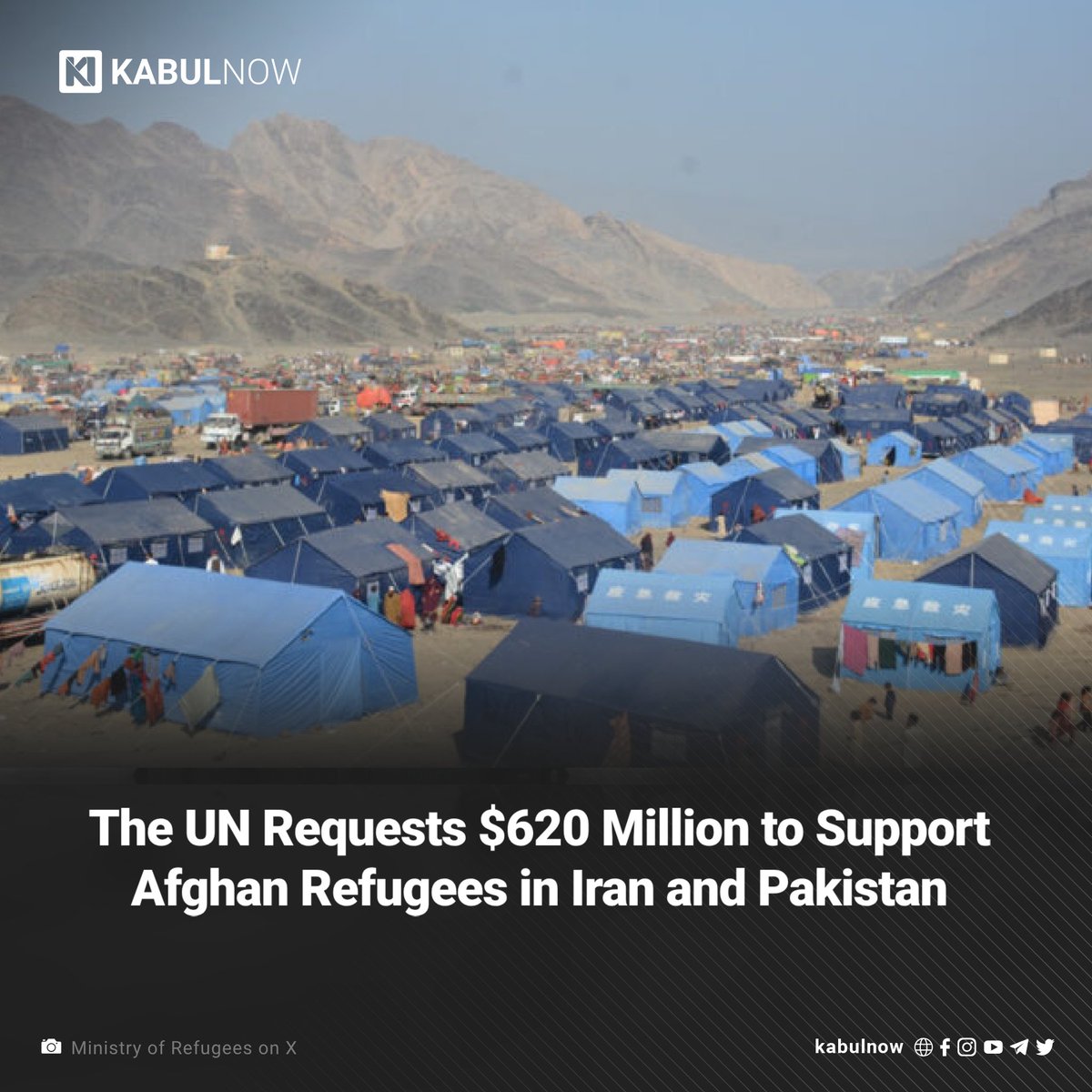 The United Nations High Commissioner for Refugees (UNHCR) in South Asia says that it requires $620 million to protect and support Afghan refugees in Iran and Pakistan. Read more: kabulnow.com/2024/04/35279/