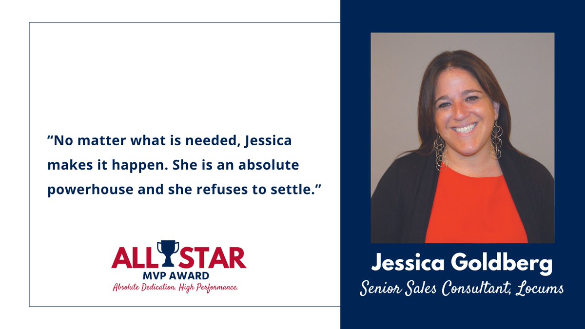 Give a cheer for an April MVP, Jessica Goldberg, Senior Sales Consultant for Locums! Jessica is absolutely dedicated to delivering #RedCarpet Service to our providers and clients. She’s also an awesome All Star team member! Thank you for all you do, Jessica! #MVP #Teamwork