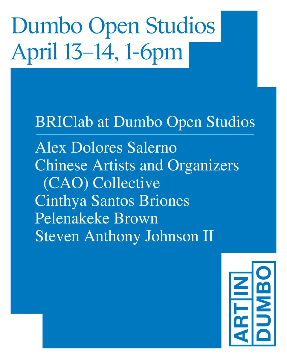 Catch a sneak peek! 🖼️ DUMBO Open Studios is opening their doors 4/13-4/14 for a glimpse into '23-'24 BRIClab Contemporary Art residents’ creations. Dive deep into the unique perspectives of this year's artists! Admission is free, so stop by! RSVP: bricartsmedia.org/event/briclab-….