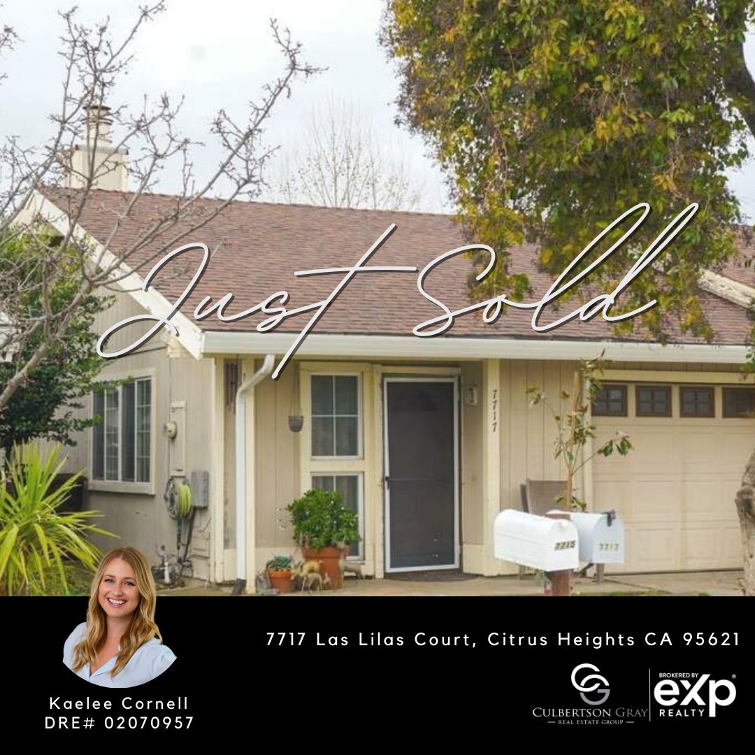 SOLD! Congratulations Kaelee Cornell and clients for closing on your new home in Citrus Heights, CA. Cheers to new beginnings!

#culbertsonandgraygroup #culbertsonandgray #realtor #realestate #justsold #sold #brokeredbyeXprealty #exprealtyproud #expproud